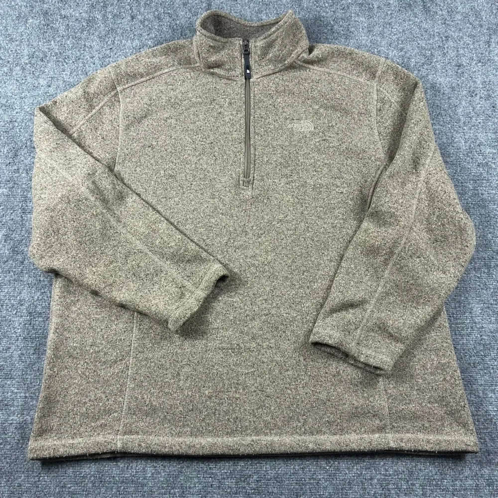 The North Face Gordon Lyons Pullover Mens XXL‎ Brown Heather Fleece Quarter Zip